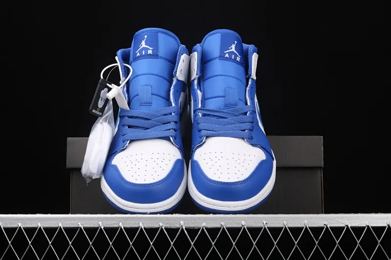 All categories Air Jordan Jordan series basketball shoes Air Jordan 1 Mid Air Jordan Mid AJ1 Joe 1 white and blue Little Lightning Zhongbang series basketball shoes 554724-114